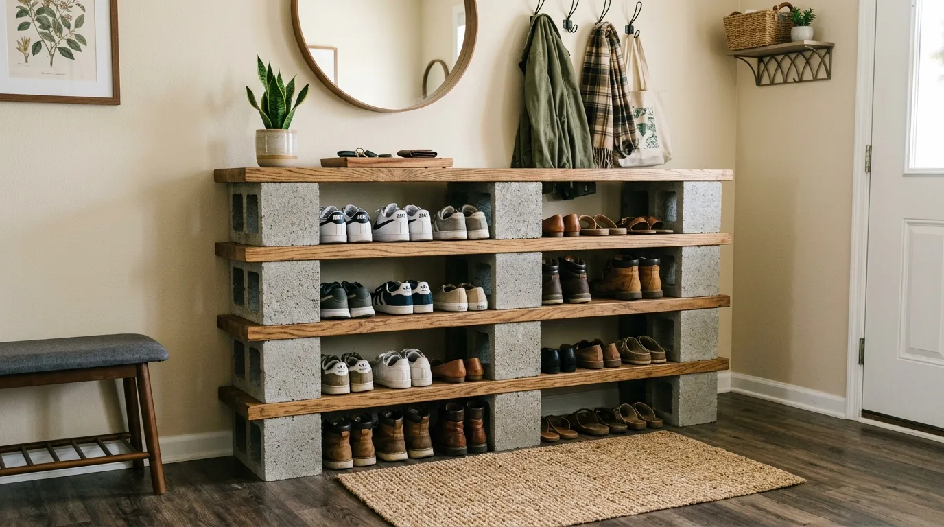 Cinder Block Shoe Rack